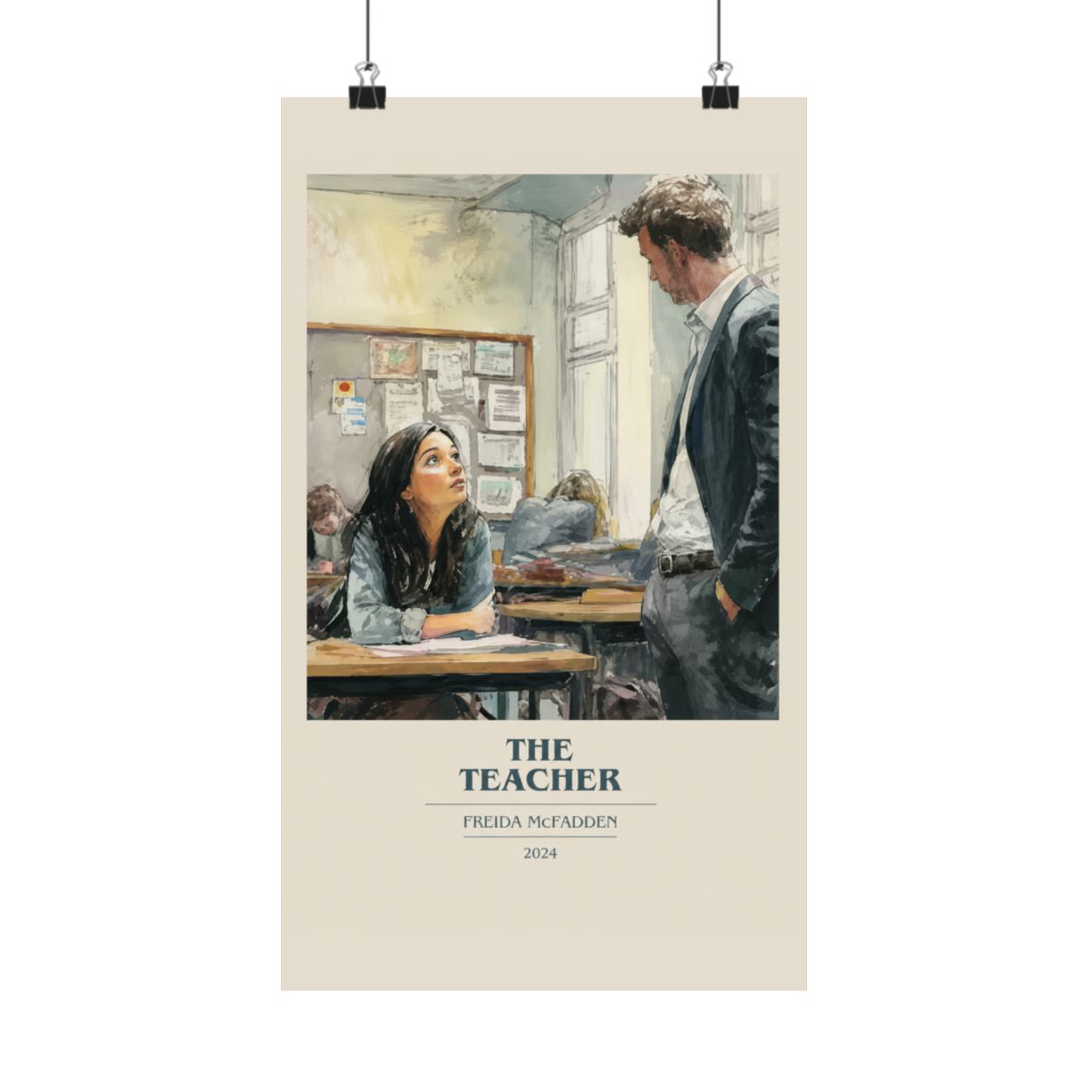The Teacher by Freida McFadden Modern Minimalist Poster, Thriller Book Art, Bookish Gift, Reading Nook Print - alternate angle 1, merchandise