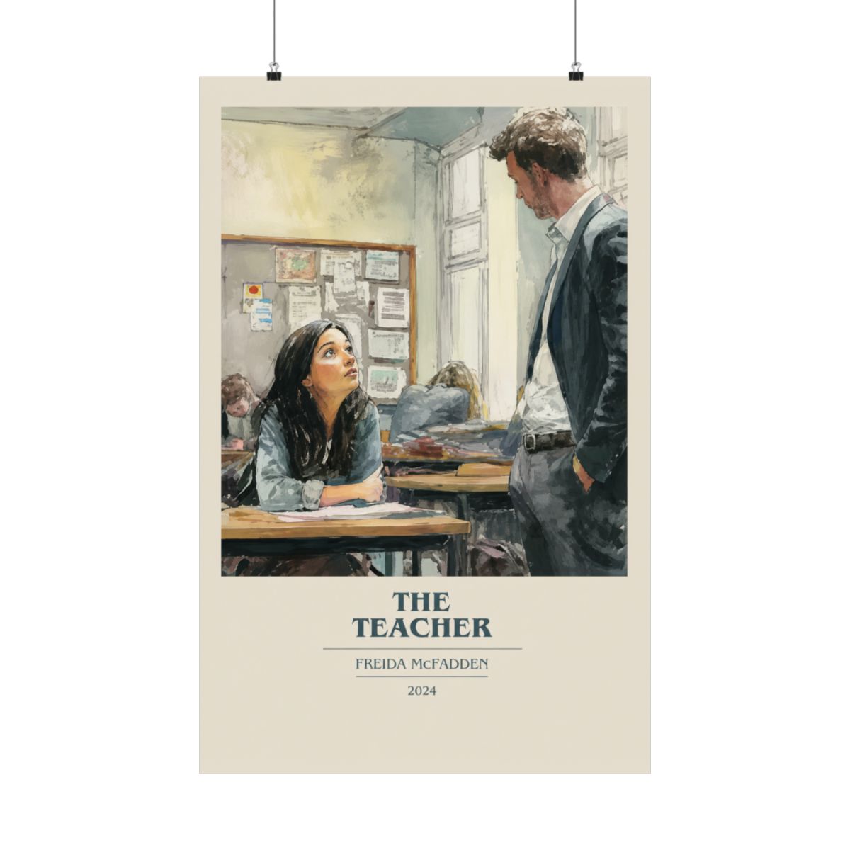 The Teacher by Freida McFadden Modern Minimalist Poster, Thriller Book Art, Bookish Gift, Reading Nook Print - alternate angle 2, merchandise