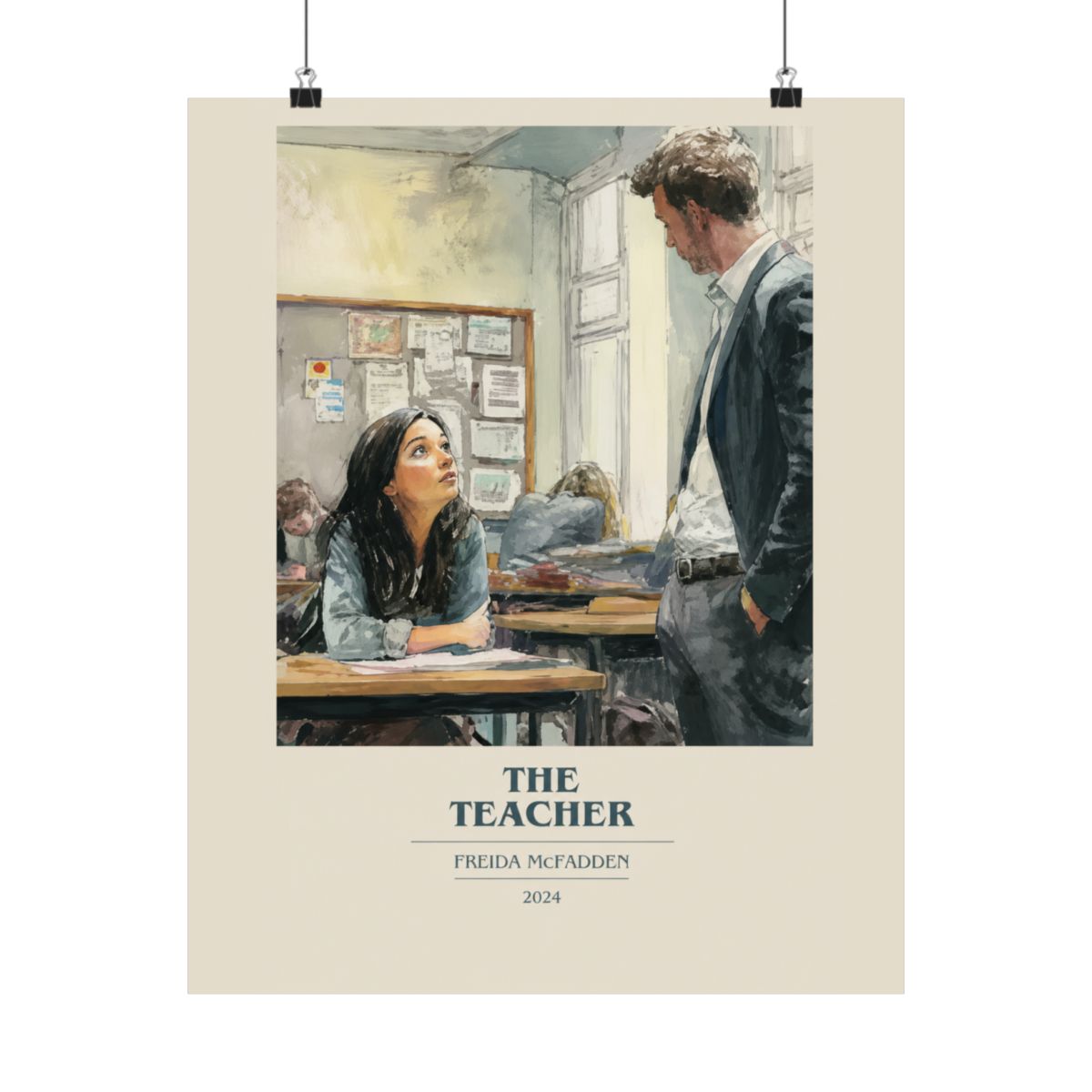 The Teacher by Freida McFadden Modern Minimalist Poster, Thriller Book Art, Bookish Gift, Reading Nook Print - alternate angle 4, merchandise