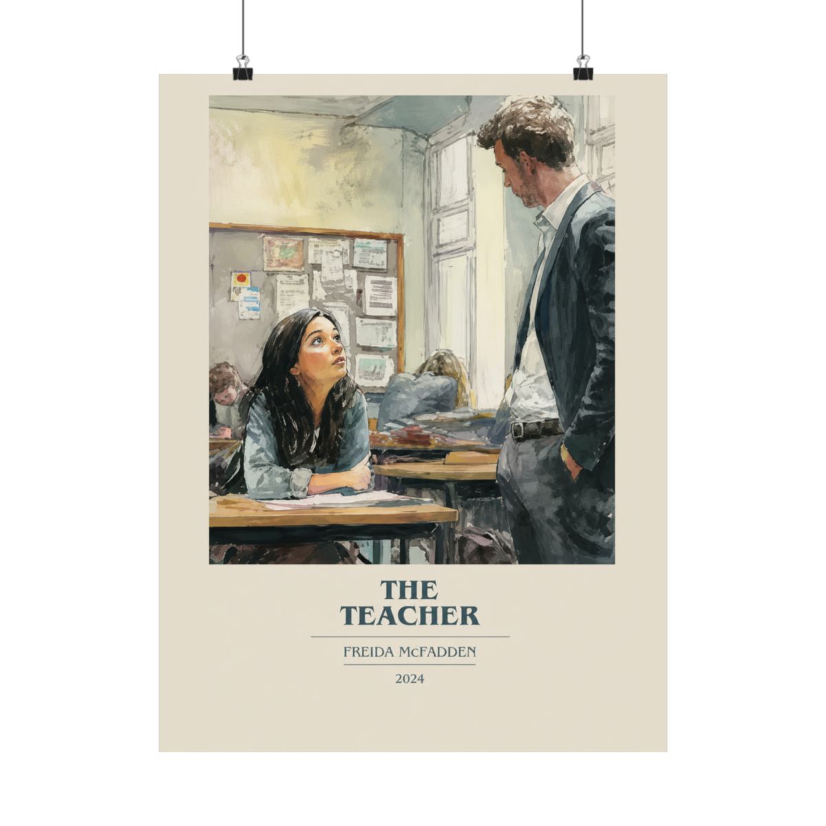 The Teacher by Freida McFadden Modern Minimalist Poster, Thriller Book Art, Bookish Gift, Reading Nook Print - alternate angle 3, merchandise
