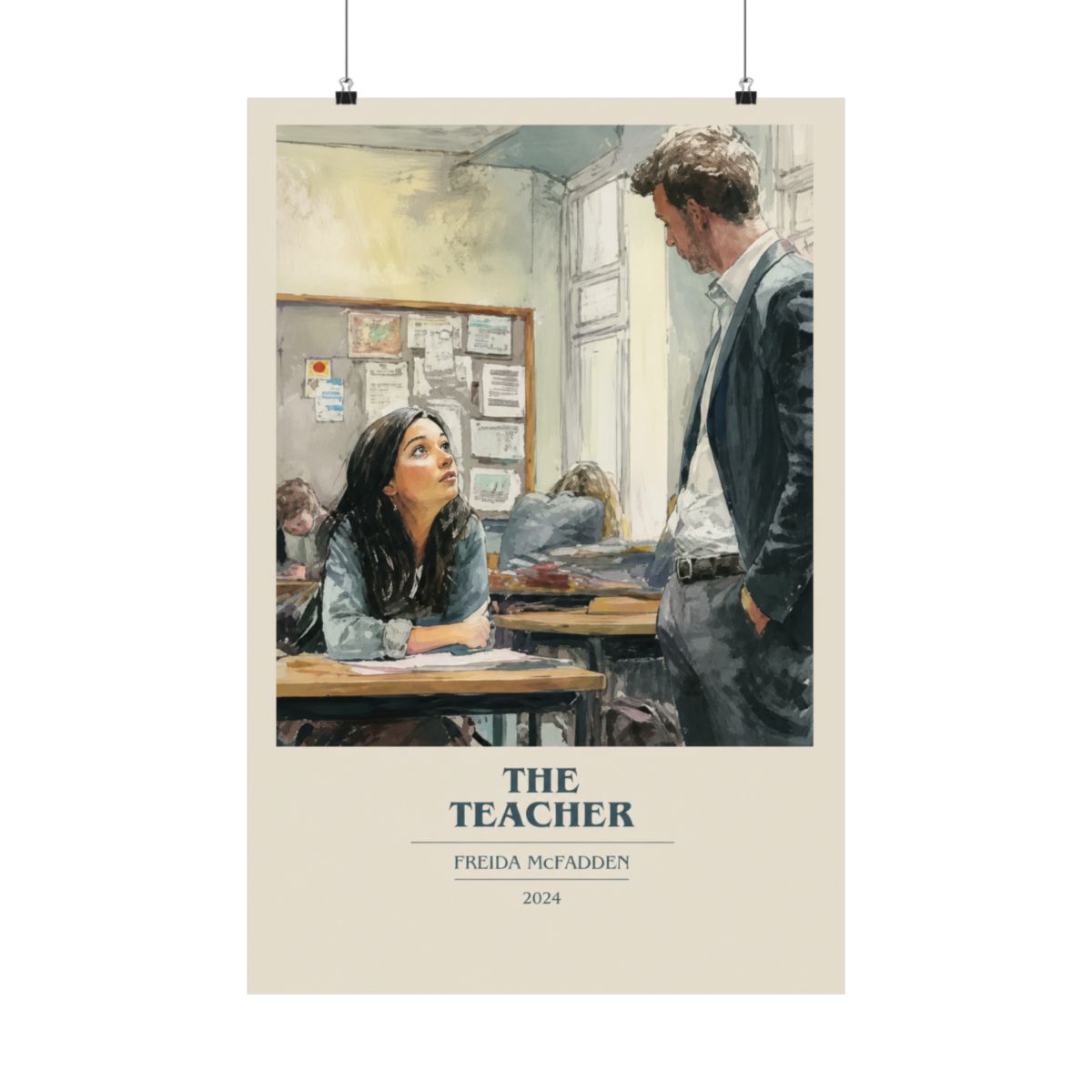 The Teacher by Freida McFadden Modern Minimalist Poster, Thriller Book Art, Bookish Gift, Reading Nook Print