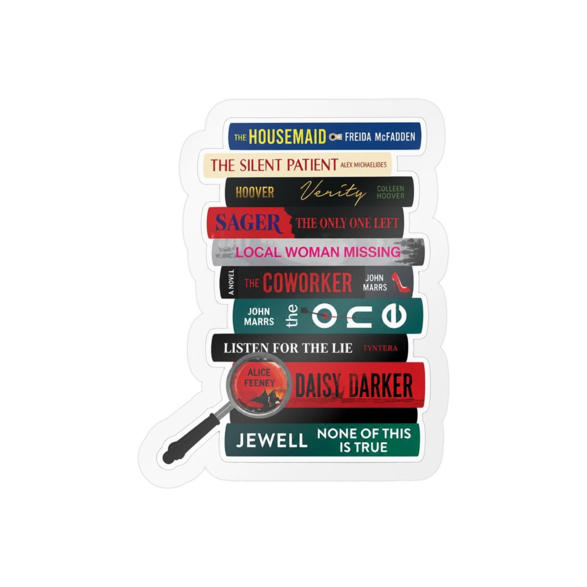 Thriller Book Stack Sticker, Bookish Sticker, Kindle Decal, Gifts for Book Lovers, Laptop Decal, Waterproof, Book Club Gift, Freida McFadden - alternate angle 5, merchandise