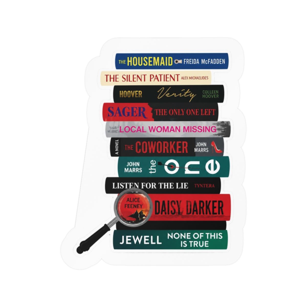 Thriller Book Stack Sticker, Bookish Sticker, Kindle Decal, Gifts for Book Lovers, Laptop Decal, Waterproof, Book Club Gift, Freida McFadden
