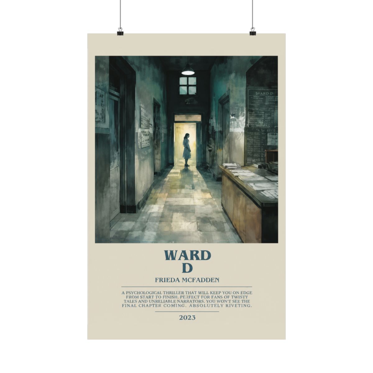 Ward D by Freida McFadden Modern Book Print Poster, Thriller Literary Art, Reader Gift, Bookshelf Decor - alternate angle 1, merchandise