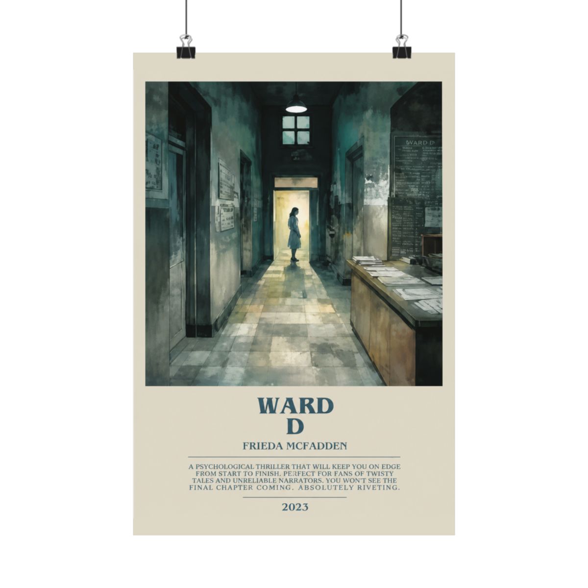 Ward D by Freida McFadden Modern Book Print Poster, Thriller Literary Art, Reader Gift, Bookshelf Decor - alternate angle 5, merchandise