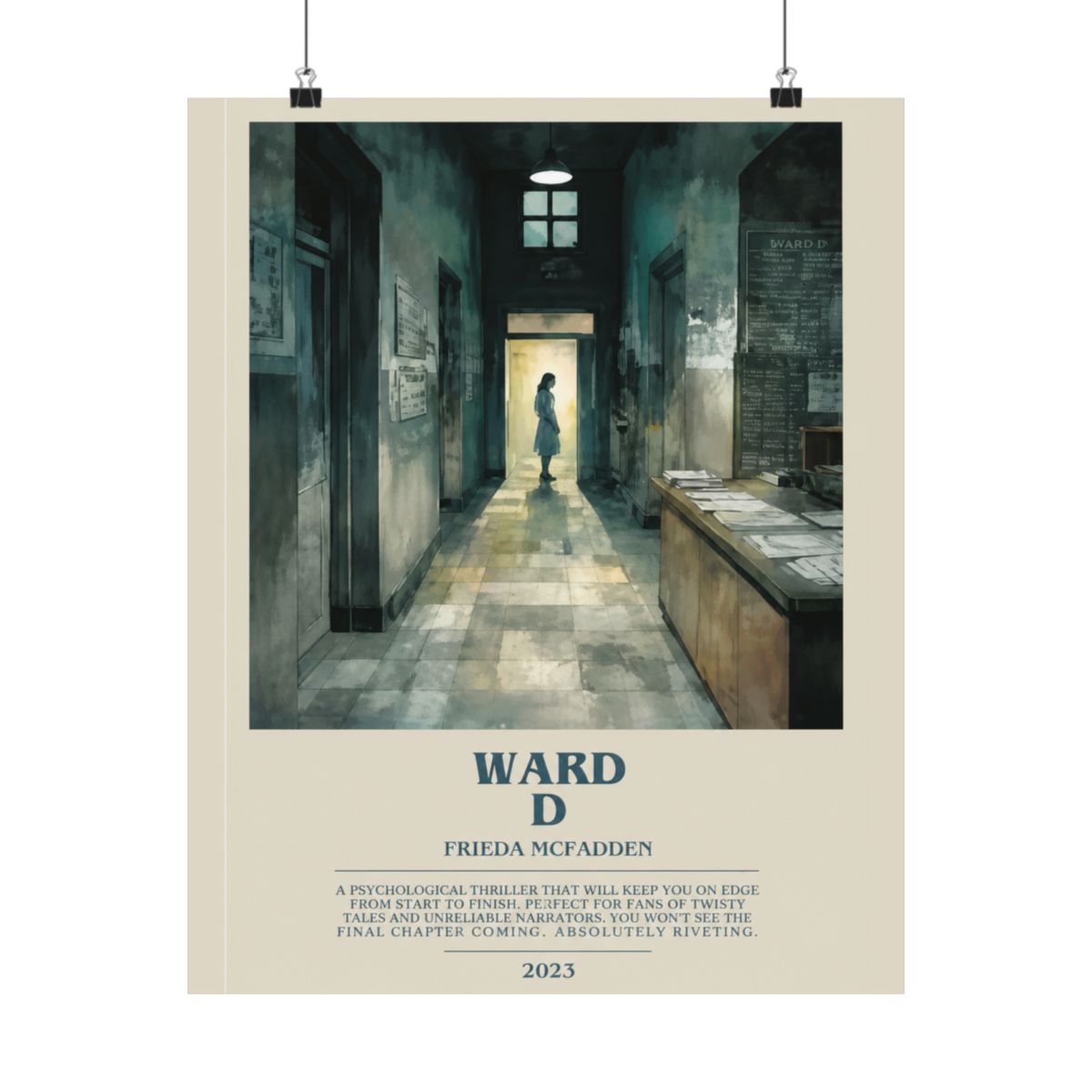 Ward D by Freida McFadden Modern Book Print Poster, Thriller Literary Art, Reader Gift, Bookshelf Decor - alternate angle 4, merchandise