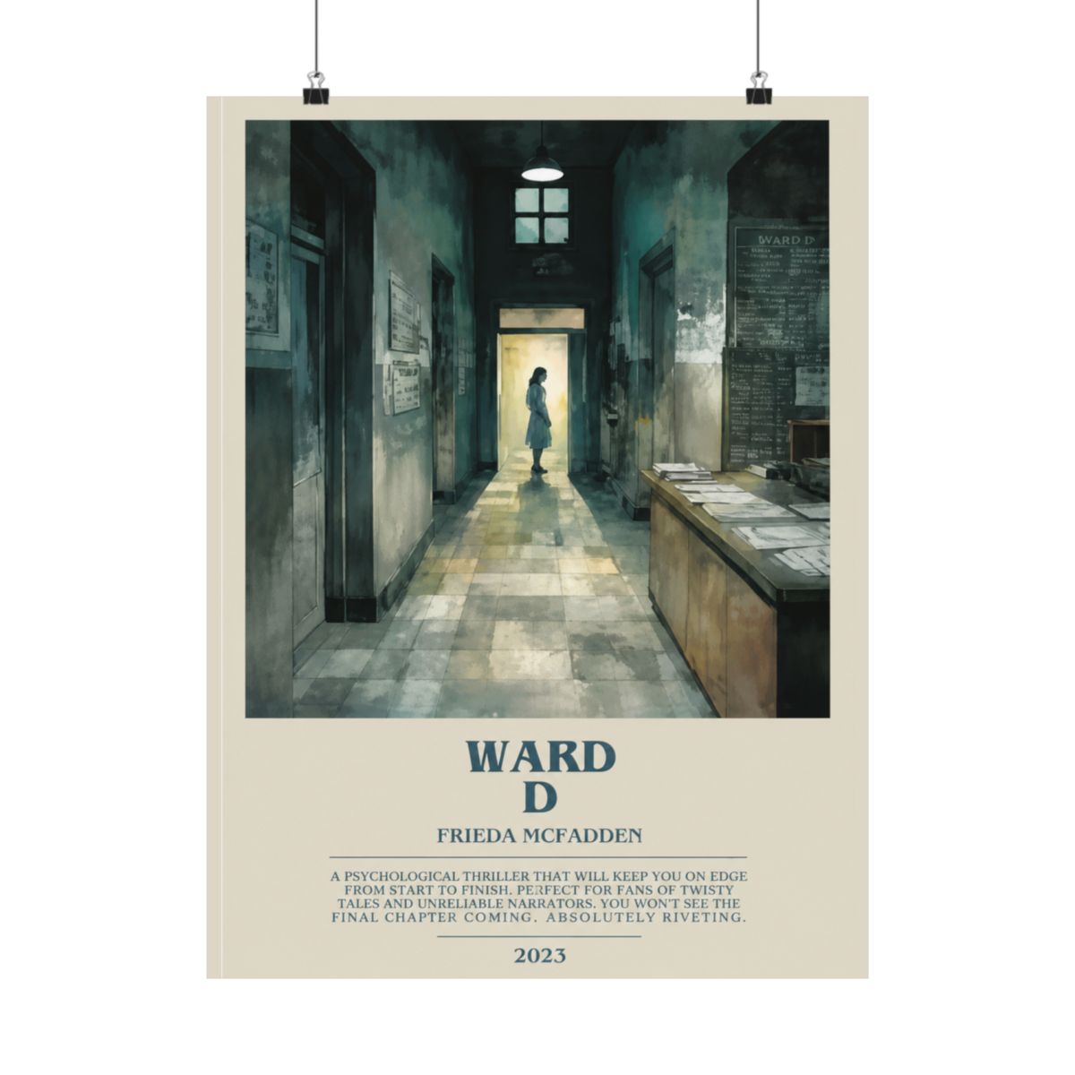 Ward D by Freida McFadden Modern Book Print Poster, Thriller Literary Art, Reader Gift, Bookshelf Decor - alternate angle 3, merchandise