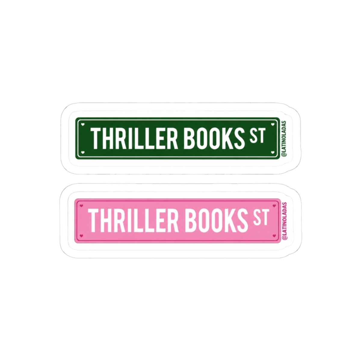Thriller Books Street | Pink Green Booknerd Aesthetic Street Sign | Readers Merch | The Housemaid Freida McFadden | A Good Girls Guide to Murder | Horror Books | True Crime Books | Book Girlie Pack